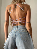 Short in jeans a farfalla