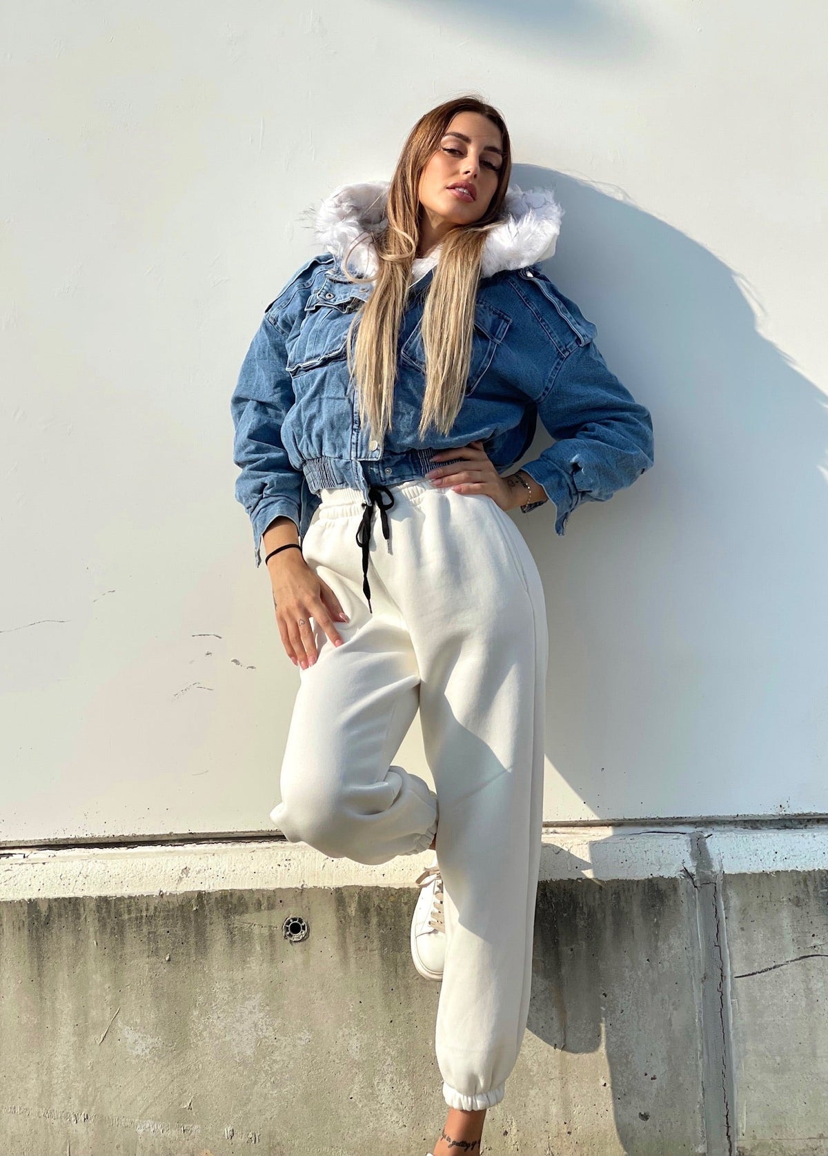 Giubbotto jeans con eco-pelo