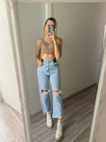 Jeans con elastico e cuori