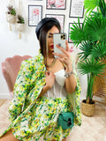 Completo Giacca e Short fiori lime