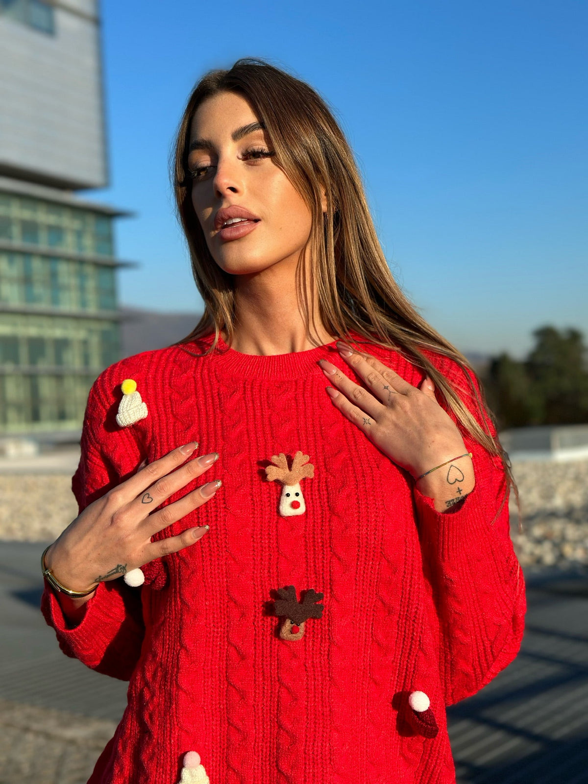 Maxi maglione con pupazzetti