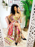 Abito con maxi spacco stampa Fuxia