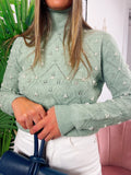 Maglione top quality con perle menta