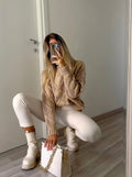 Pantalone vita alta panna