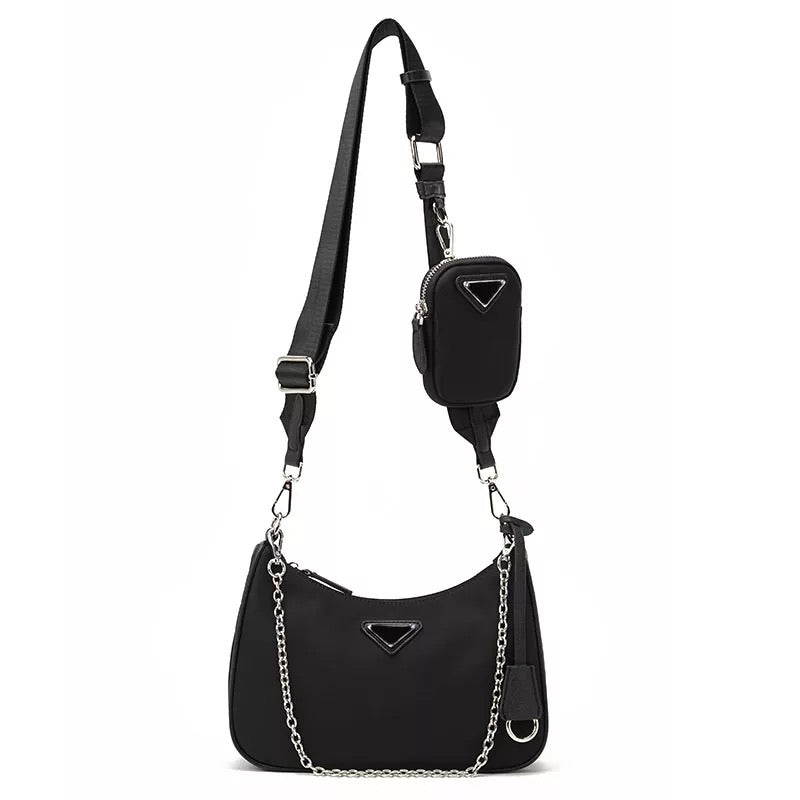 Set 3 bag in eco Pelle con catena argento