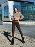 Pantalone con spacchetto marrone