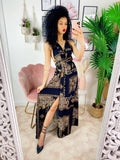 Dress Afrodite stampa etnica nero