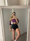 Top purple scollo a cuore
