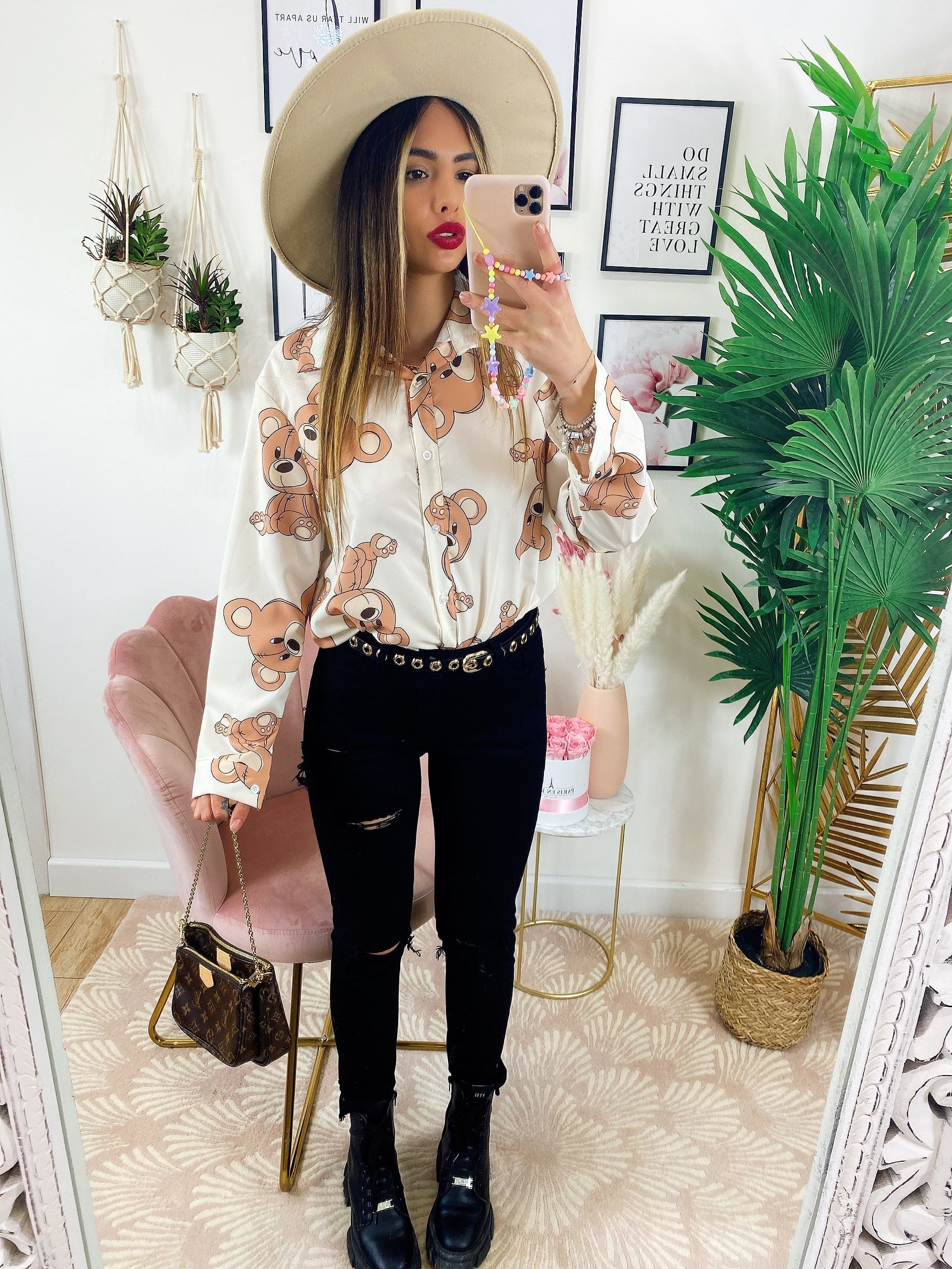 Camicia con orsetti bianca