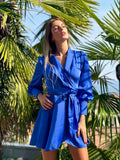Abito in raso blu elettrico