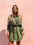 Abito con borchie manica lunga Verde