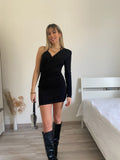 Abito monospalla nero più top