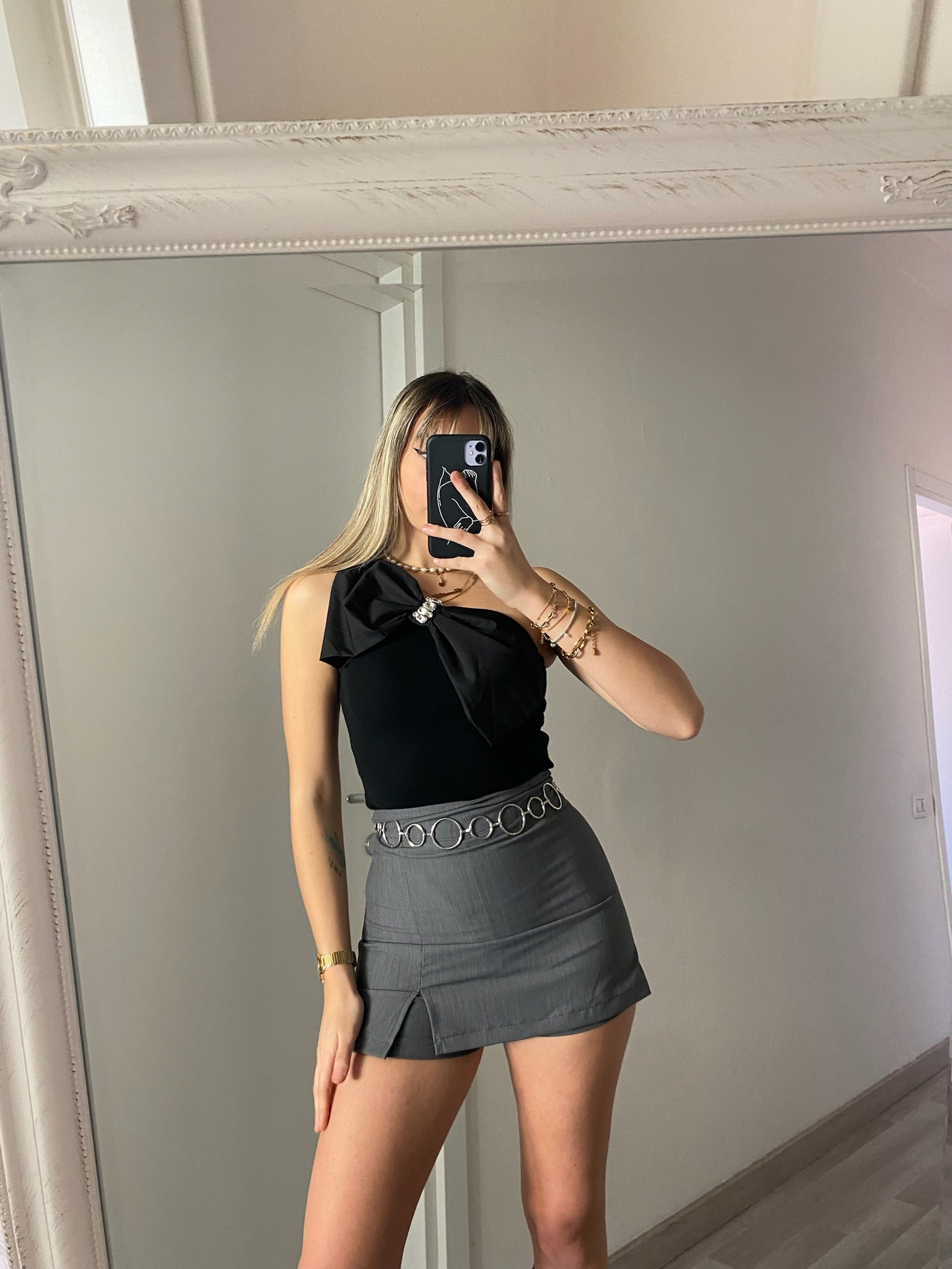 Completo giacca e gonna grigio