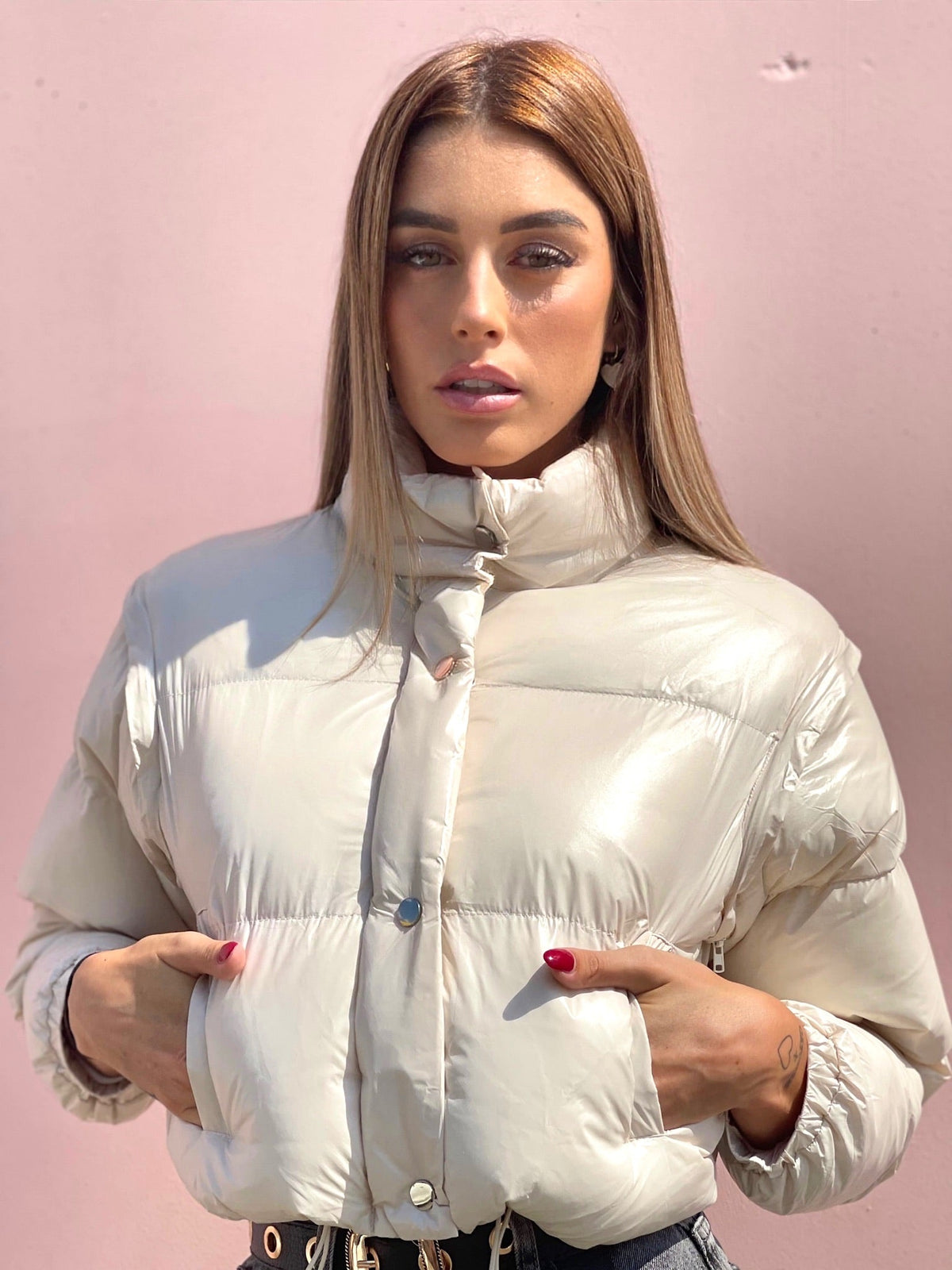 Piumino Crop beige