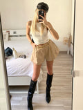 Short in ecopelle Camel