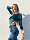 Body verde con strass