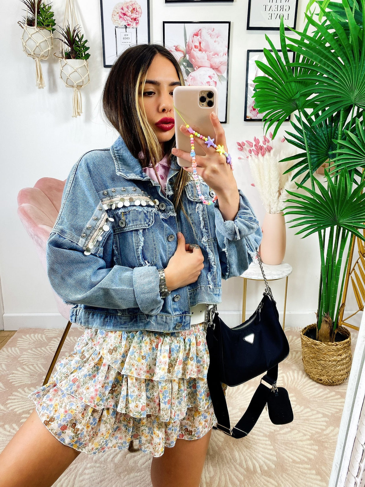 Giacca di jeans con Ricami