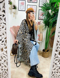 Maxi cardigan a fantasia maculato