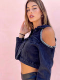 Giacca di jeans con catena argento