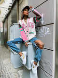 Cardigan influencer bianco rosa