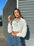 T-shirt più felpa crop bianco