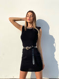 Abito in maglia nero con catena