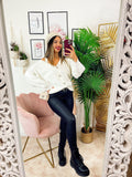 Cardigan con bottoni gioiello e spalle scoperte Bianco