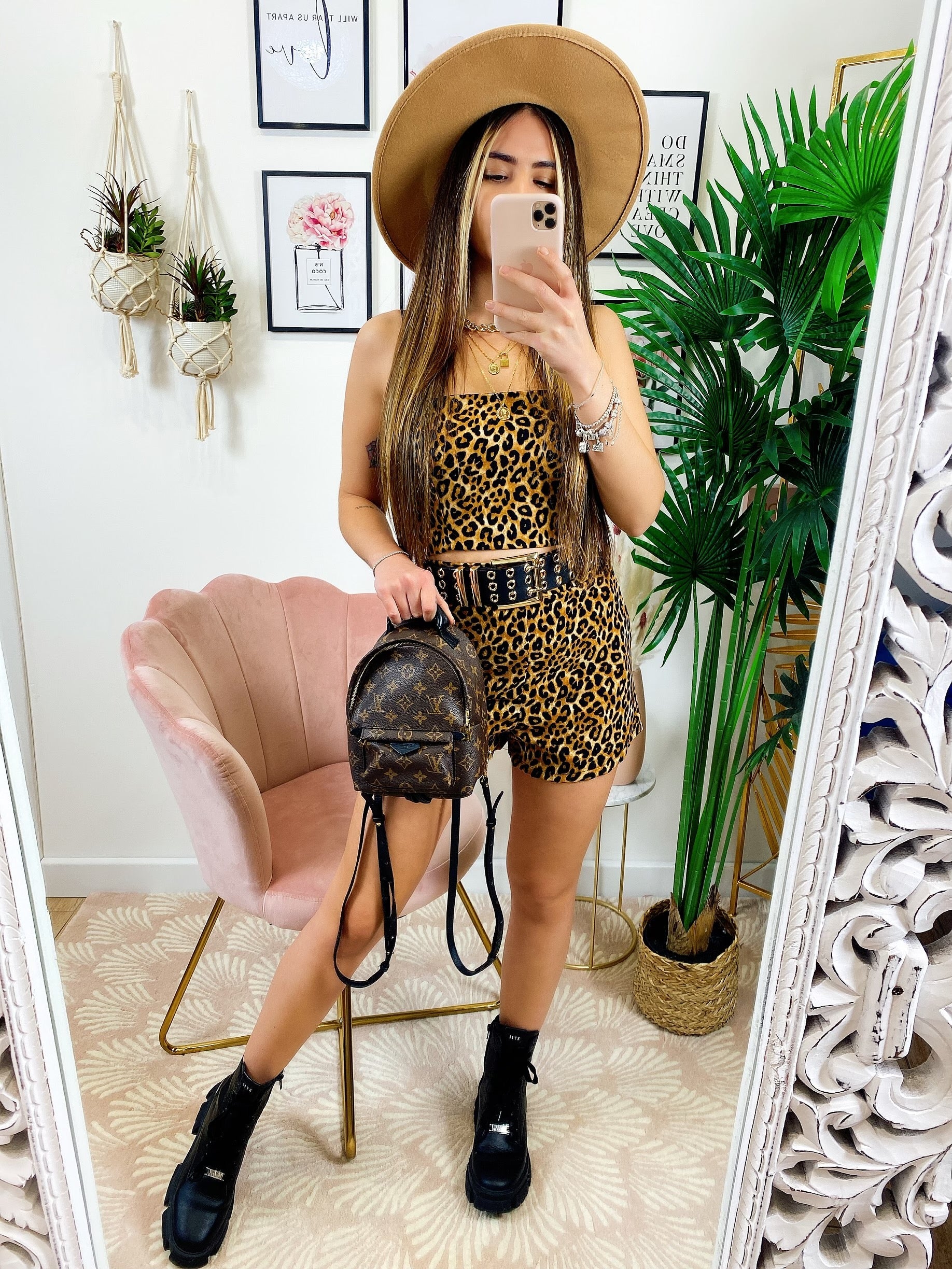 Completo top e pantaloncino maculato