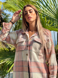 Giacca a quadri Rosa con frange