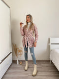 Cardigan morbido con cintura sfumature lilla