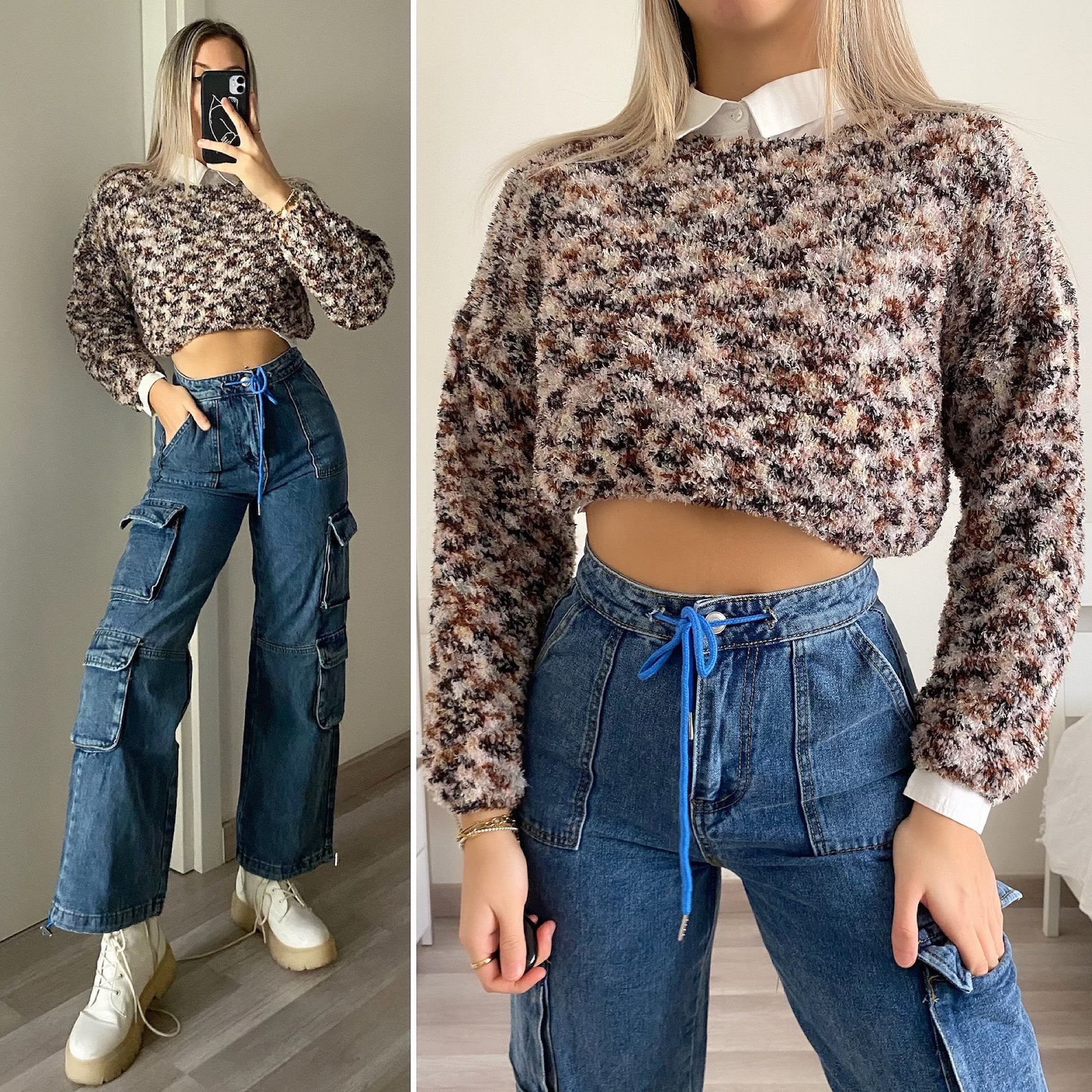 Maglione multicolor bianco