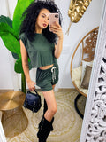 Completo sportivo maglia e short verde militare