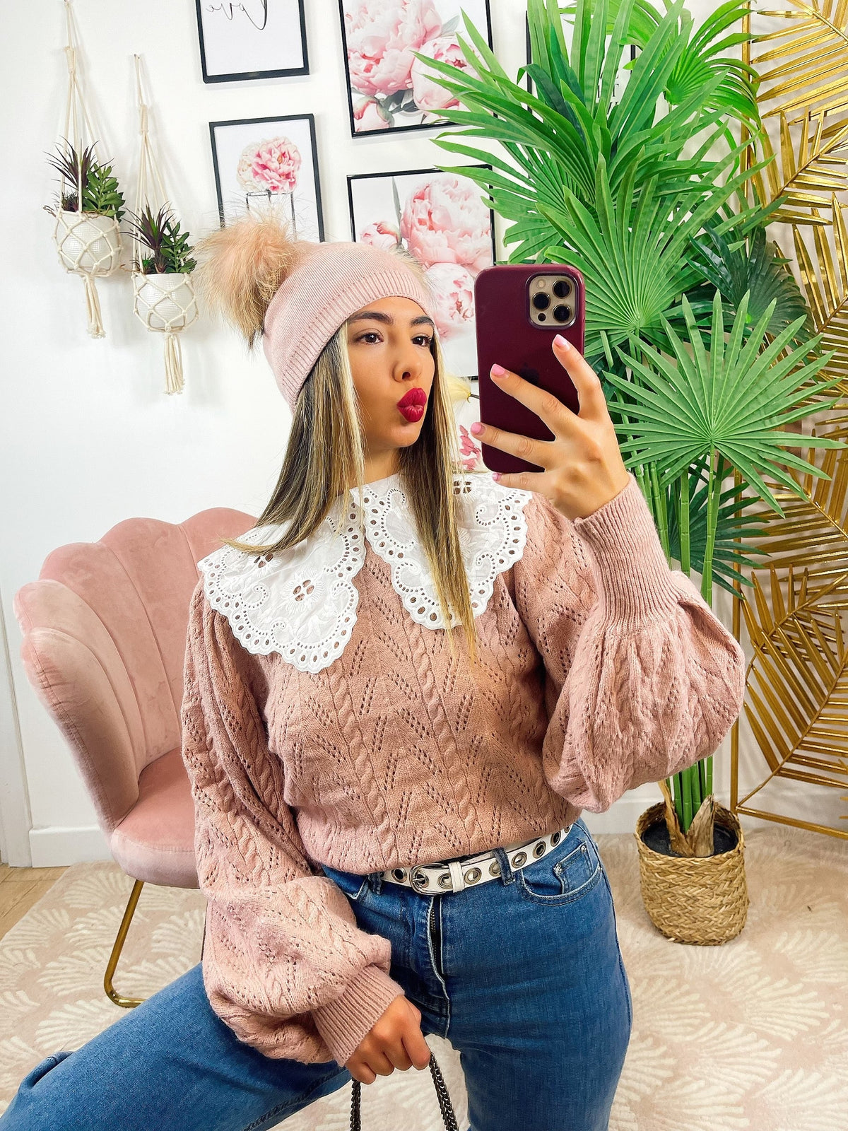 Maglione rosa collo a Camicetta rosa