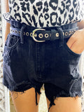Short nero jeans con strappini