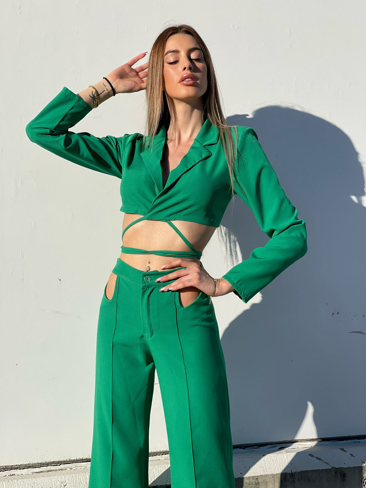Completo top e pantalone verde