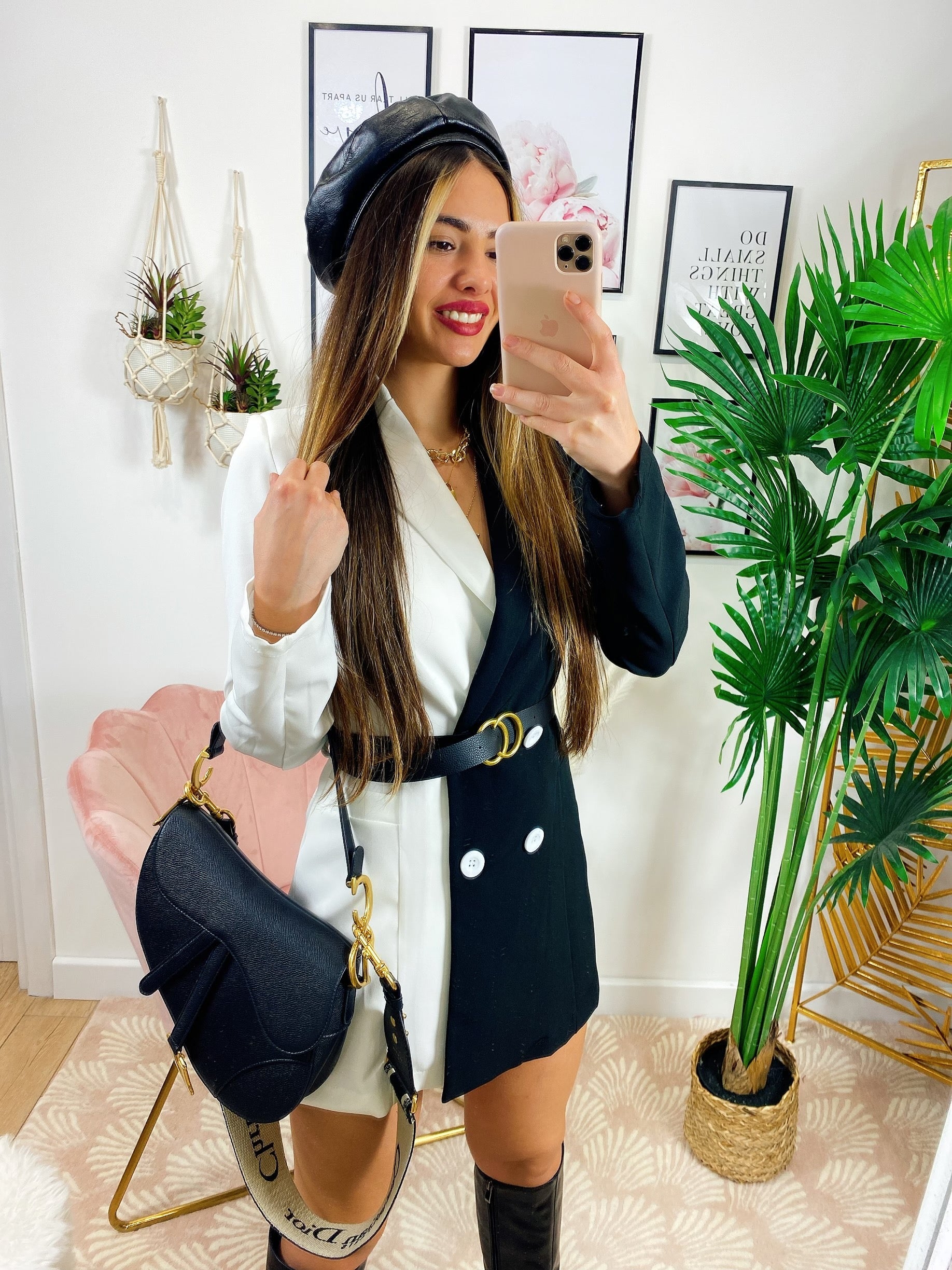 Abito Blazer con cintura nero bianco