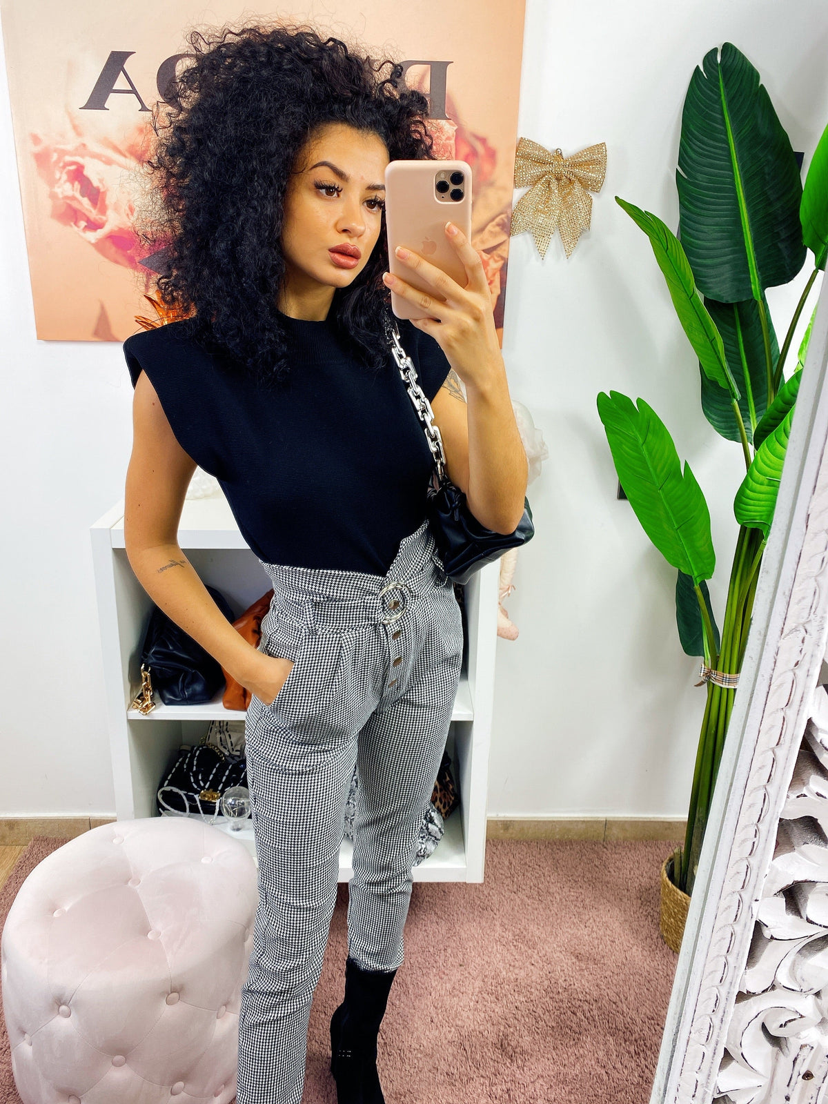 Maglia con spalline bombate tessuto pesante