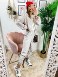 Completo sportivo con righe Beige