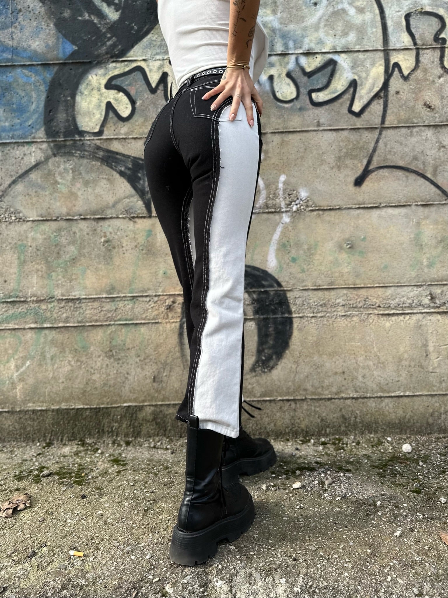 Jeans bianco nero