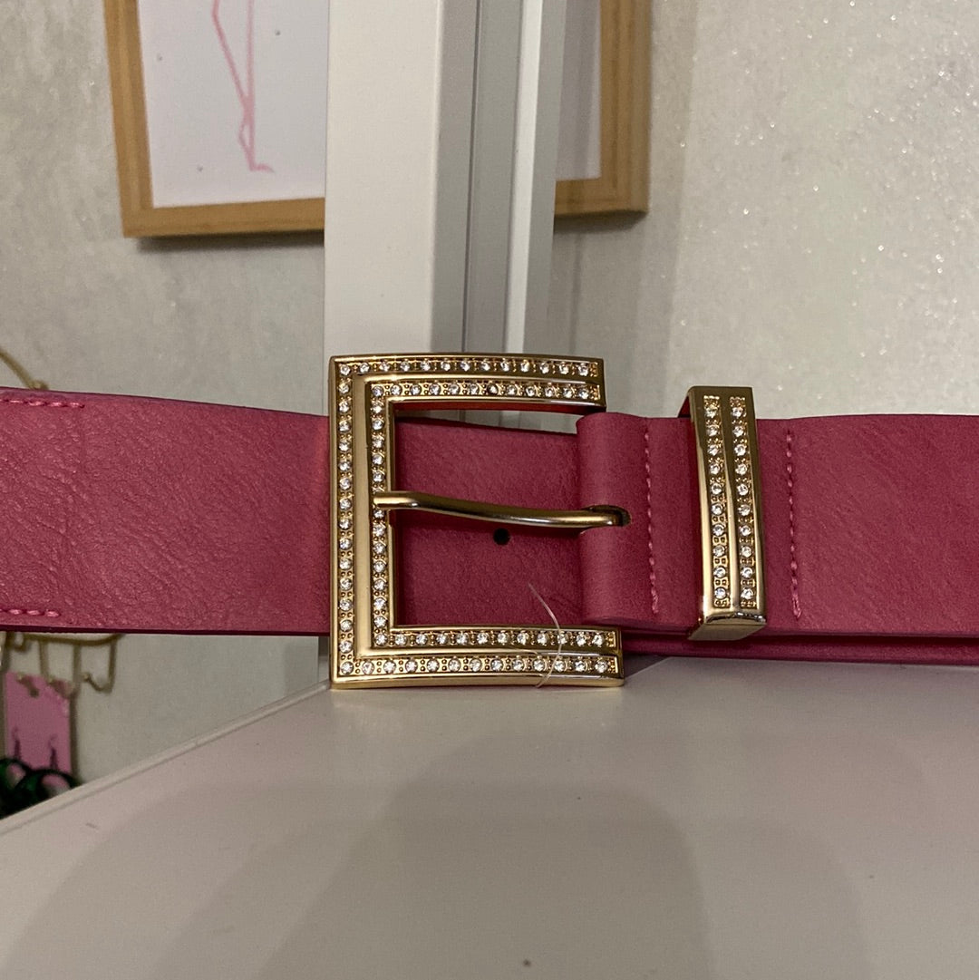 Cinturone largo oro con strass