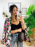 Giacca floreale rose nera