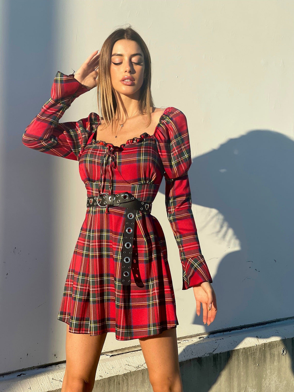 Abito scozzese base rosso