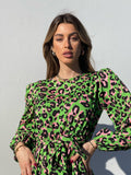 Abito maculato verde e rosa