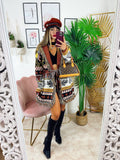 Cardigan con frange dettaglio giallo
