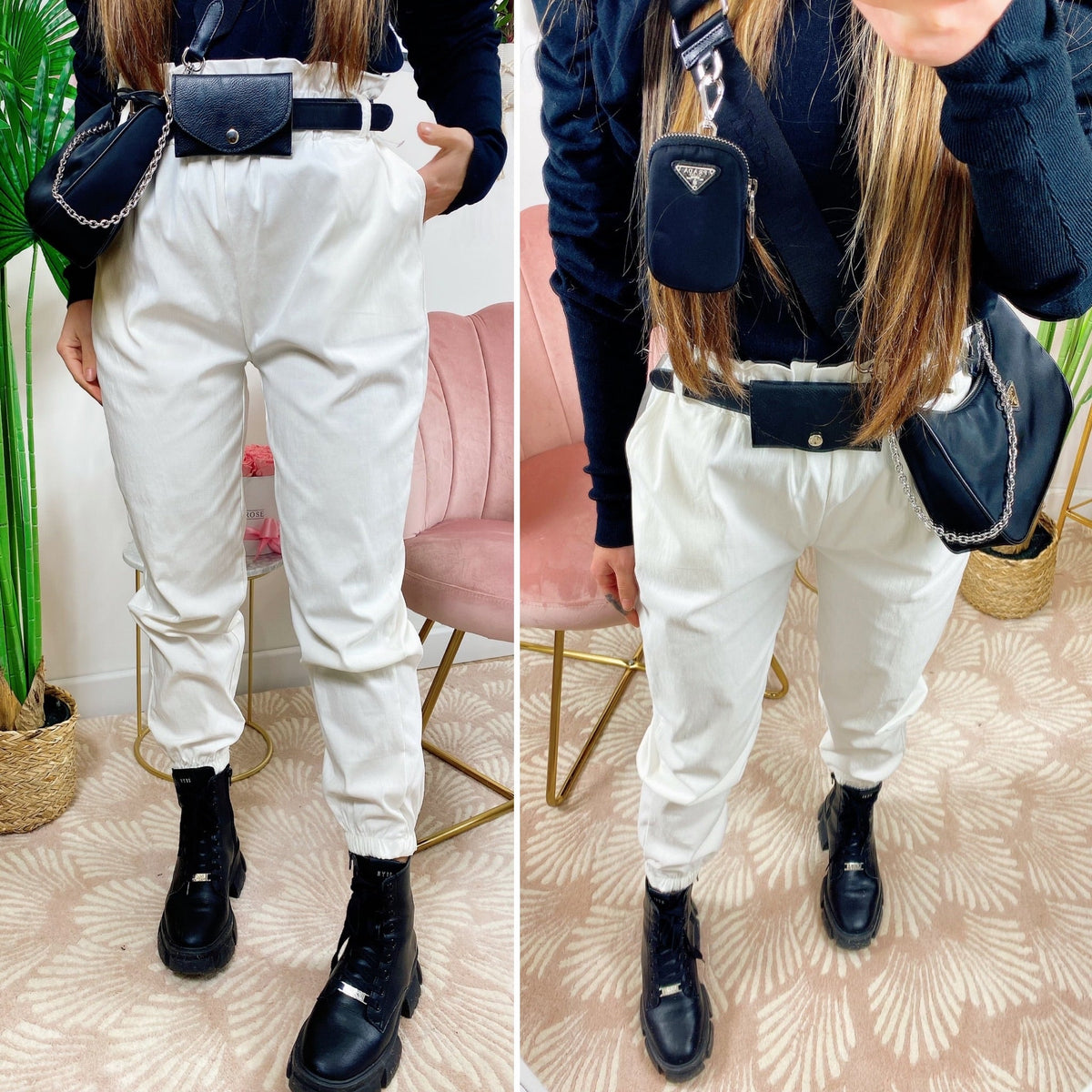 Pantalone bianco con marsupio