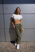 Top crop bianco manica corta