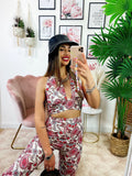 Completo top e pantalone dettaglio fucsia