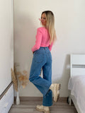 Top a costine rosa barbie