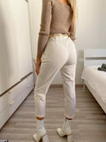 Pantalone vita alta panna