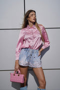 Camicia rosa con strass